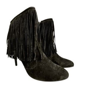 Chase & Chloe Carina-1Fringed Ankle Boot in Black Size 11